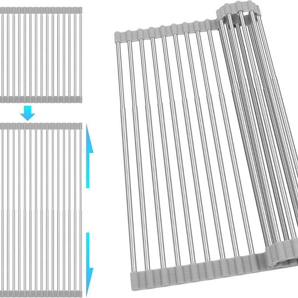 Roll Up Dish Drying Rack, Adjustable Over Sink Dish Drying Rack for Kitchen, 10"